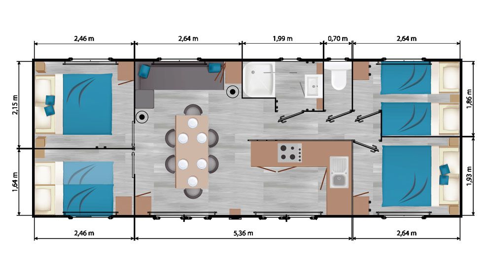 ᐃ LES ILOTS DE SAINT VAL ***, Plan Campsite Eure et Loir France Centre : Mobil-home 4 chambres dans l'Eure